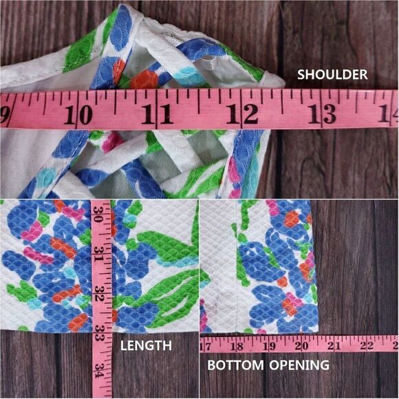 𝅺Lilly Pulitzer Ricci Shift Dress Womens 6 Fresh Cut Blue Bonnets Lattice Front - Picture 12 of 12